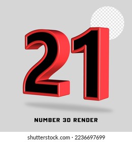 3D render number black red color