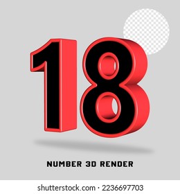 3D render number black red color