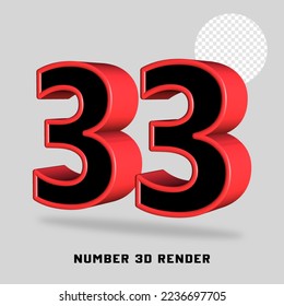 3D render number black red color