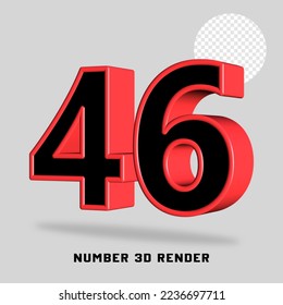 3D render number black red color