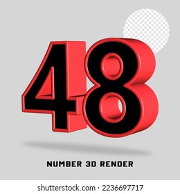 3D render number black red color