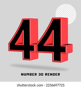 3D render number black red color
