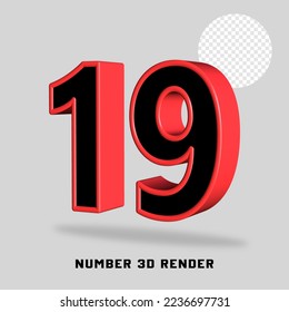 3D render number black red color