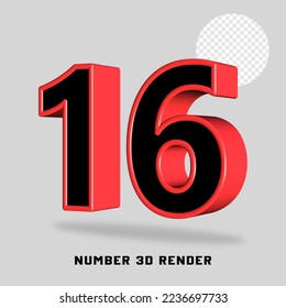 3D render number black red color