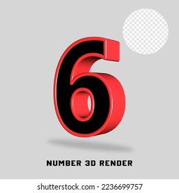 3D render number black red color