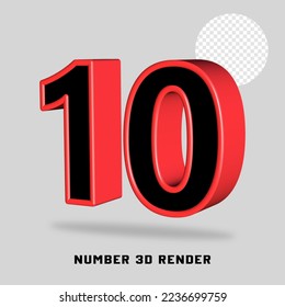 3D render number black red color