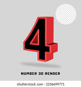 Color rojo negro del número de representación 3D
