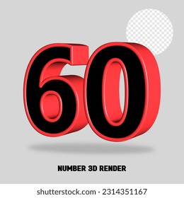 3D RENDER NUMBER BLACK AND RED COLOR