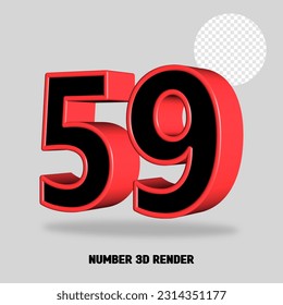 3D RENDER NUMBER BLACK AND RED COLOR