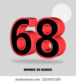 3D RENDER NUMBER BLACK AND RED COLOR
