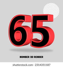 3D RENDER NUMBER BLACK AND RED COLOR