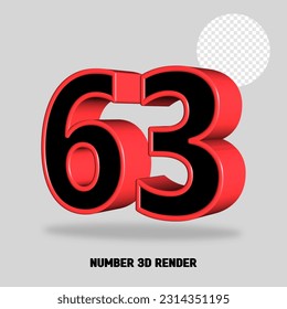 3D RENDER NUMBER BLACK AND RED COLOR