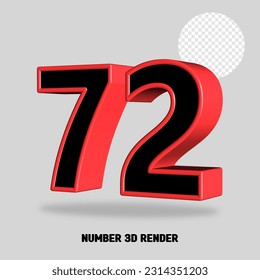 3D RENDER NUMBER BLACK AND RED COLOR