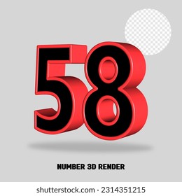 3D RENDER NUMBER BLACK AND RED COLOR