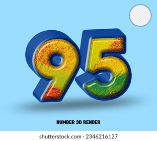 Línea azul de número de representación 3D con brillo colorido abstracto