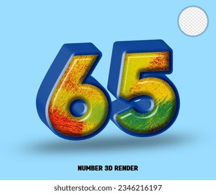Línea azul de número de representación 3D con brillo colorido abstracto