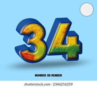 Línea azul de número de representación 3D con brillo colorido abstracto