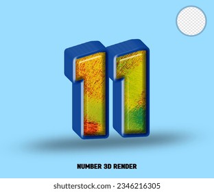 Línea azul de número de representación 3D con brillo colorido abstracto