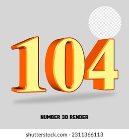3D render number cream orange color