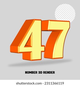 3D render number cream orange color