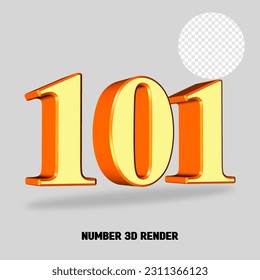 3D render number cream orange color