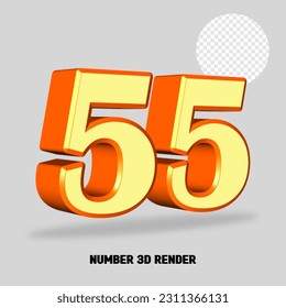 3D render number cream orange color