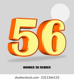 3D render number cream orange color