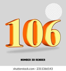 3D render number cream orange color