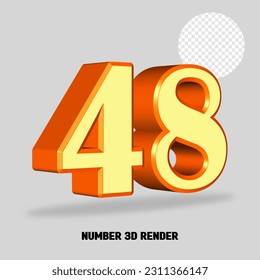 3D render number cream orange color