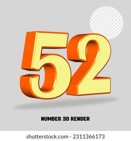 3D render number cream orange color