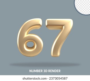 3D render number gold style