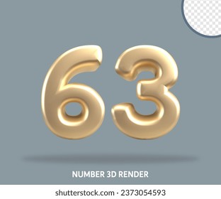 3D render number gold style