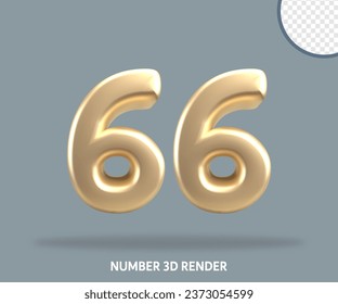 3D render number gold style