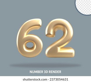 3D render number gold style