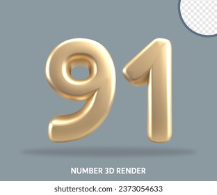 3D render number gold style