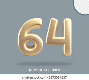 3D render number gold style