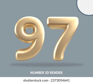 3D render number gold style