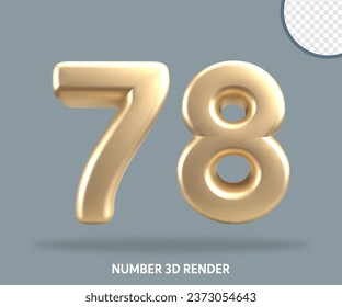 3D render number gold style