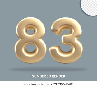 3D render number gold style