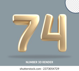 3D render number gold style