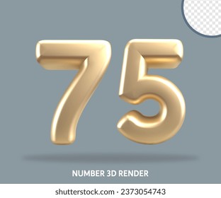 3D render number gold style