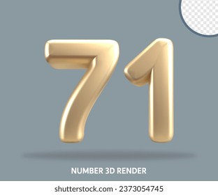 3D render number gold style