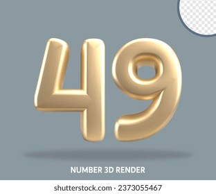 3D render number gold style