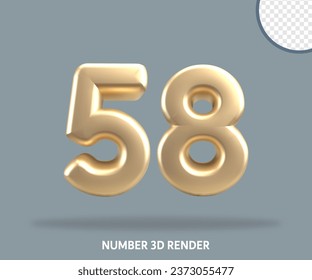 3D render number gold style