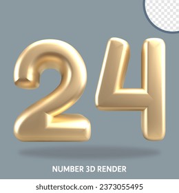 3D render number gold style