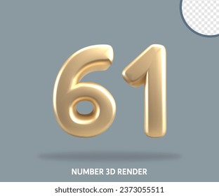 3D render number gold style