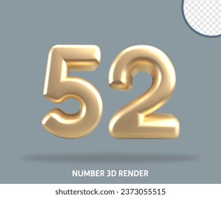 3D render number gold style