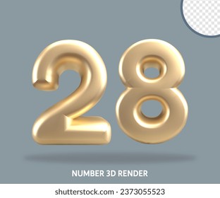 3D render number gold style