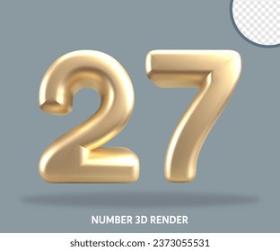 3D render number gold style