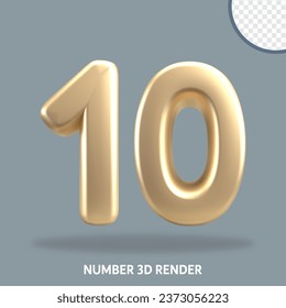 3D render number gold style